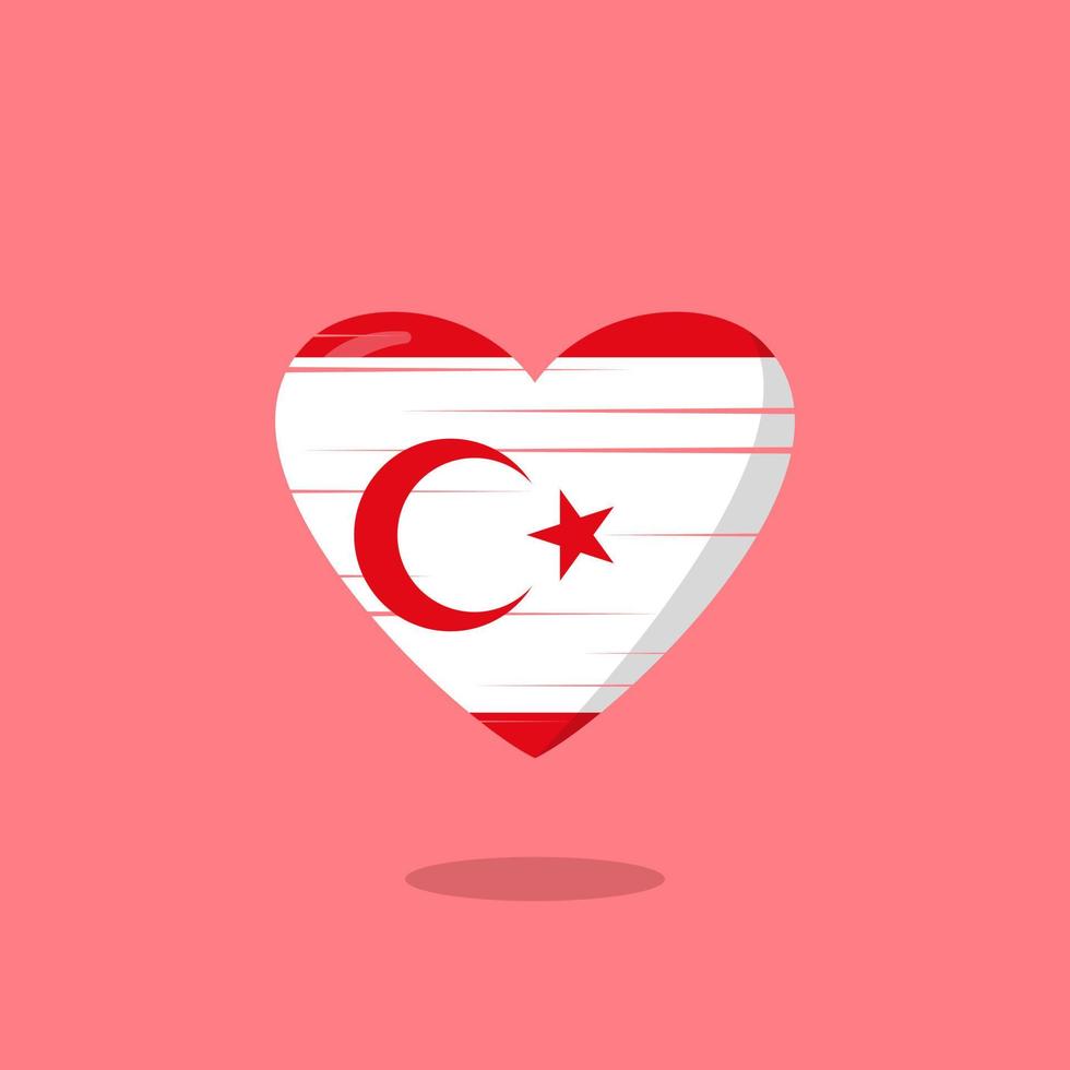 illustrazione di amore a forma di bandiera di cipro settentrionale vettore