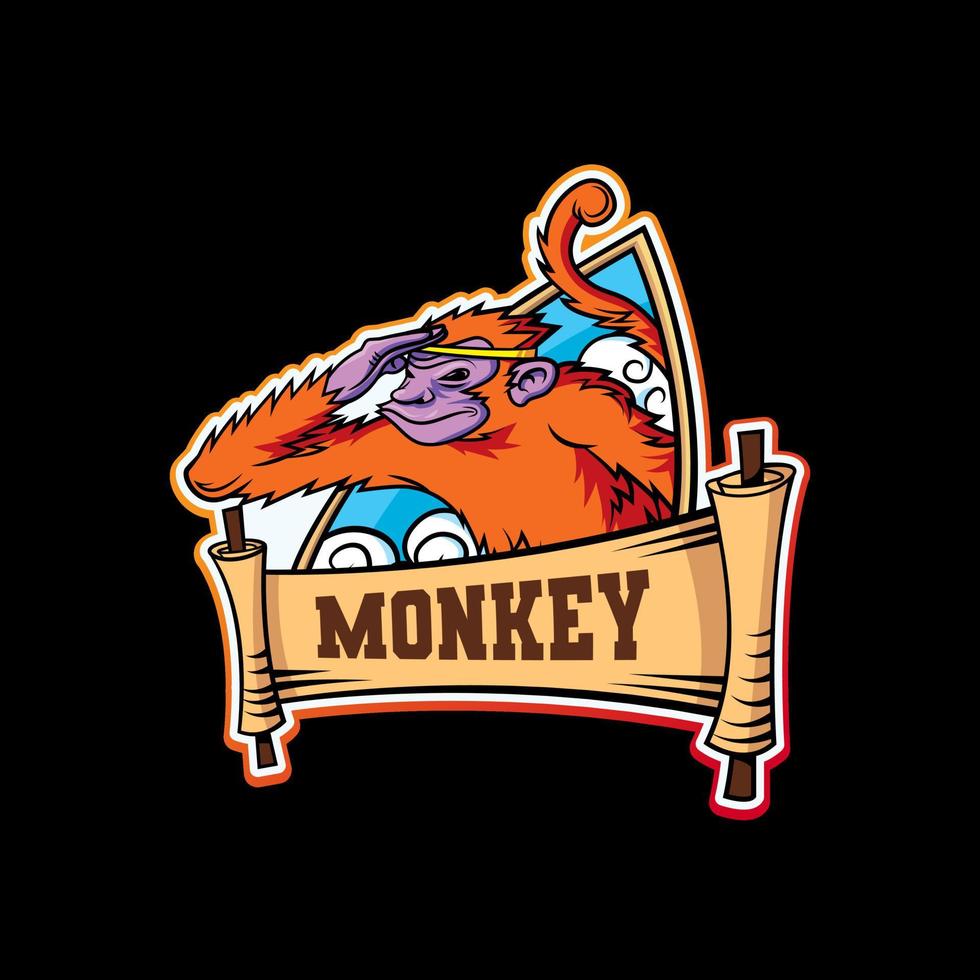 logo della mascotte del re delle scimmie vettore