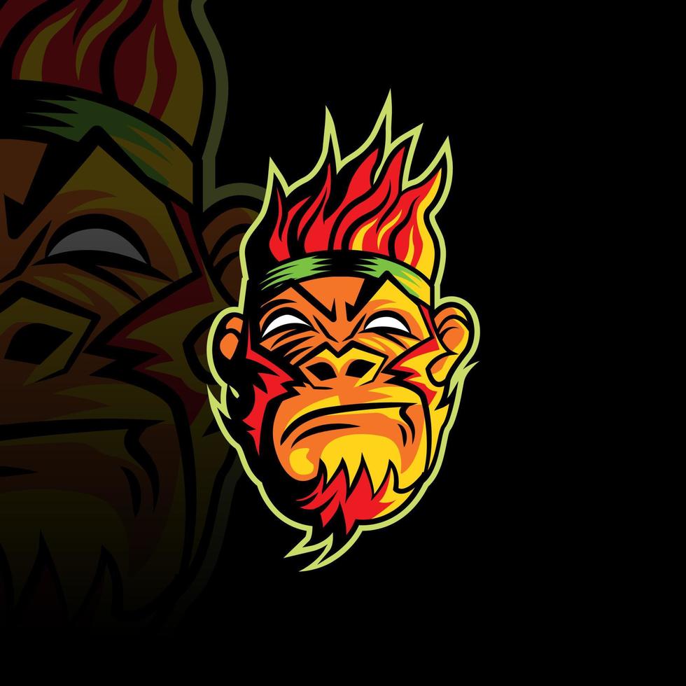 logo mascotte testa di scimmia rossa vettore