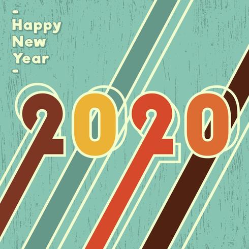 2020 felice anno nuovo sfondo, disegno vettoriale vintage