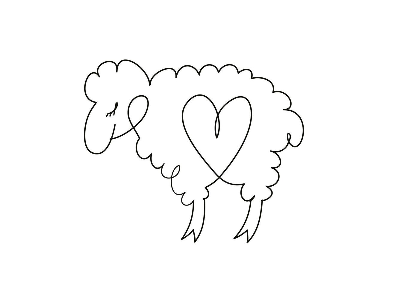 disegno vettoriale. agnello con il cuore dentro. vettore