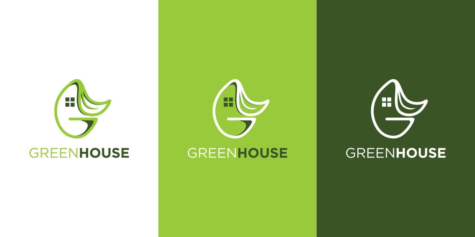modello di logo della casa verde con un concetto moderno vettore