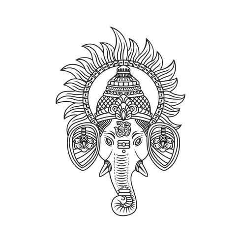 Ganesh Ji Face circondato con l&#39;illustrazione di Suraj Ji vettore