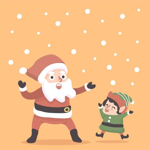 natale santa e un&#39;illustrazione felice nana vettore