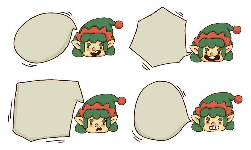 Set di testo bolla di Natale carino elfo vettore