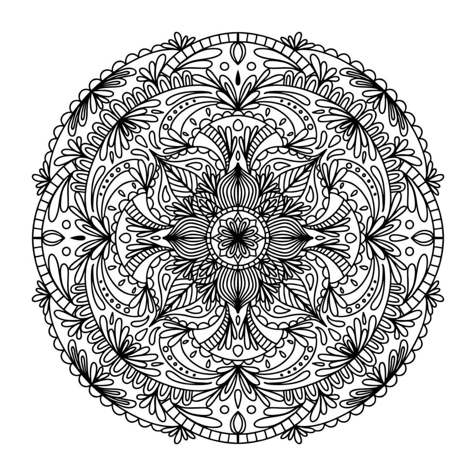 modello mandala libro da colorare carta da parati design motivo traforato e tatuaggio yoga illustrazione vettoriale su sfondo bianco