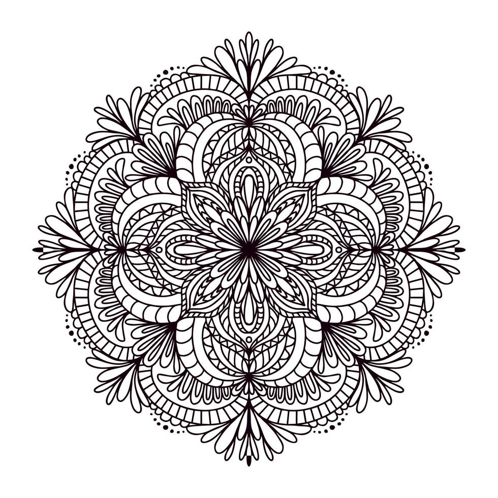 modello mandala libro da colorare carta da parati design motivo traforato e tatuaggio yoga illustrazione vettoriale su sfondo bianco