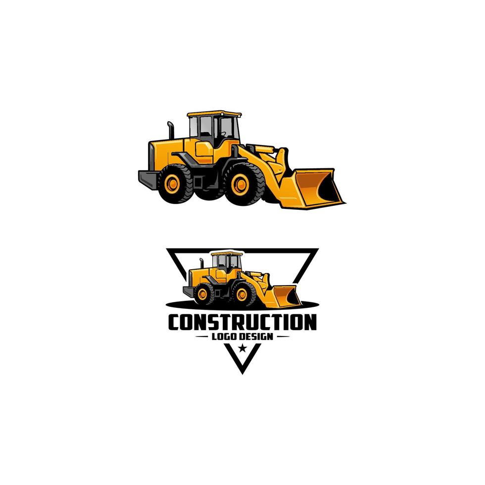 caricatore bulldozer escavatore logo vettoriale