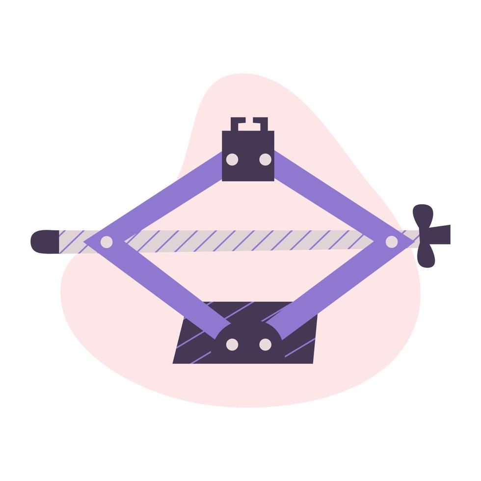attrezzature per il servizio di cric per auto. illustrazione moderna vettoriale piatta in colori alla moda, isolata su sfondo bianco.