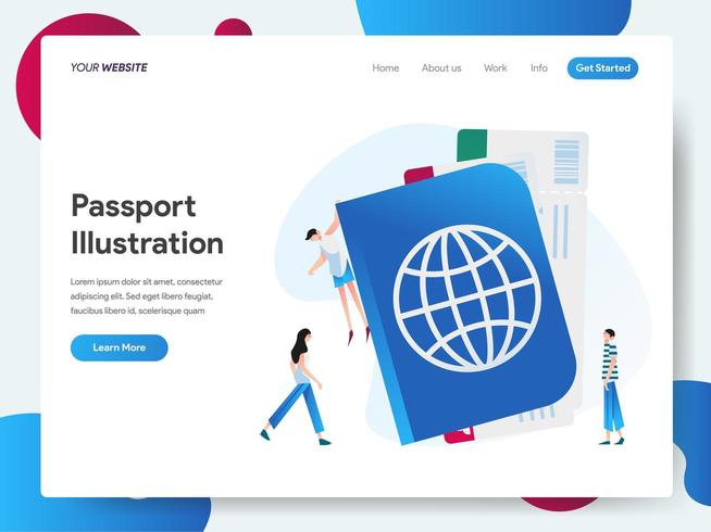 Modello di pagina di destinazione del passaporto vettore