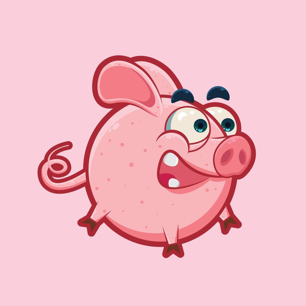 illustrazione del personaggio dei cartoni animati di maialino carino vettore