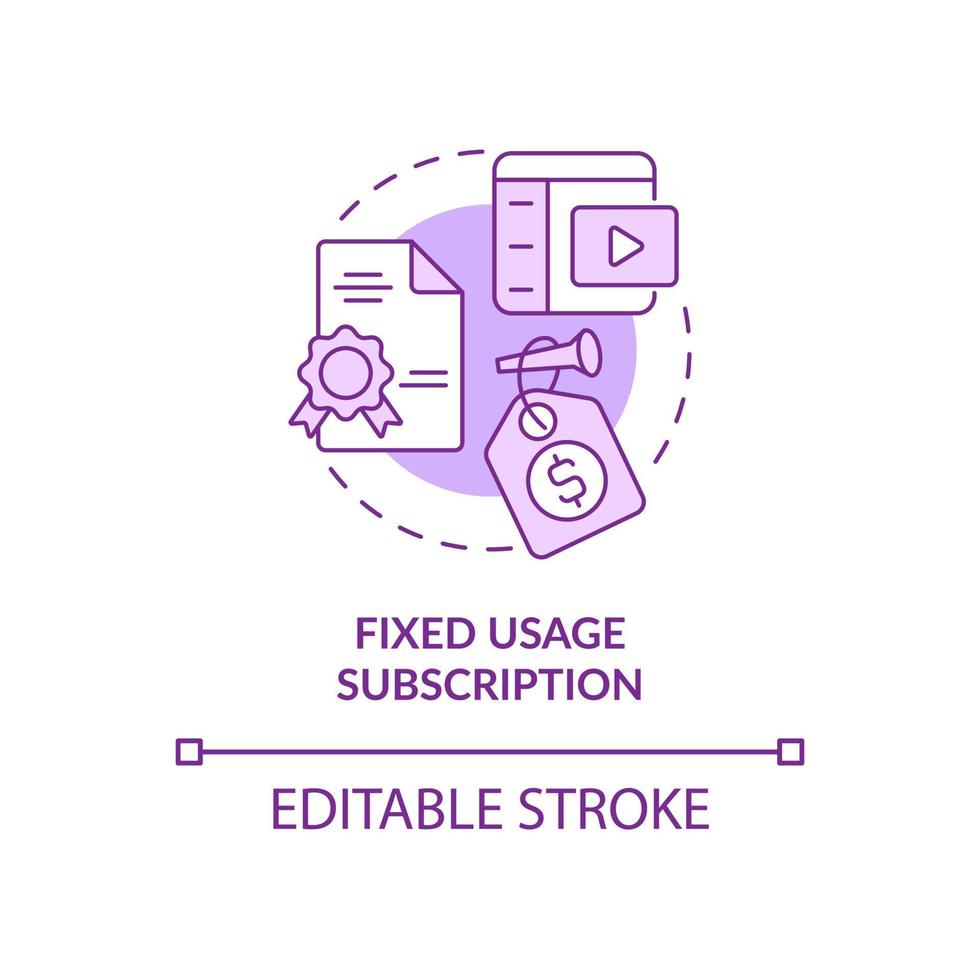 icona del concetto viola di abbonamento a utilizzo fisso. tipi di abbonamento idea astratta illustrazione al tratto sottile. disegno di contorno isolato. tratto modificabile. roboto-medium, una miriade di caratteri pro-grassetto utilizzati vettore
