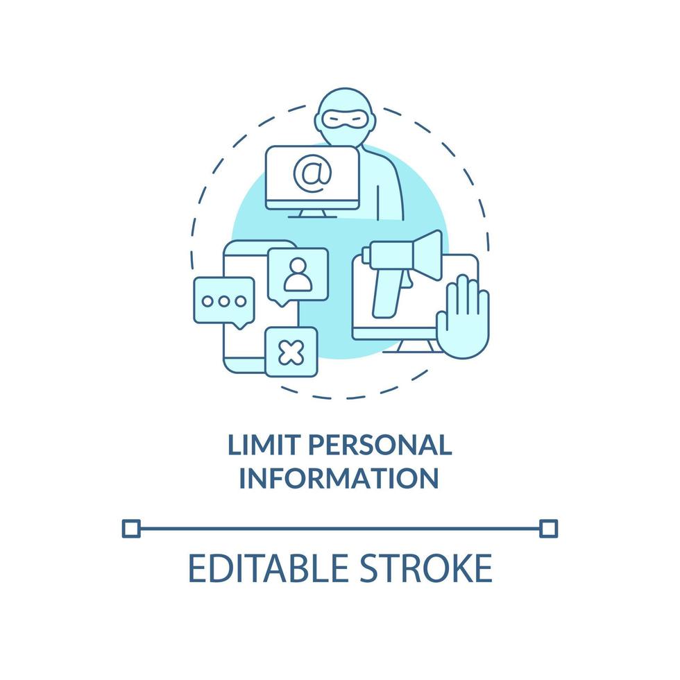 icona del concetto di limitazione dei dati privati. proteggere la privacy online idea astratta linea sottile illustrazione. mantenendo i dati salvati in Internet. disegno a colori di contorno isolato vettoriale. tratto modificabile vettore