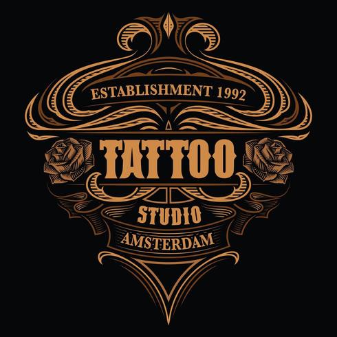 Logo vintage per lo studio del tatuaggio vettore