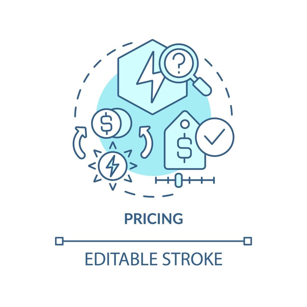 icona del concetto turchese dei prezzi. regolamentazione dei costi e dei consumi. vendite di ppa idea astratta linea sottile illustrazione. disegno di contorno isolato. tratto modificabile. arial, una miriade di caratteri pro-grassetto utilizzati vettore