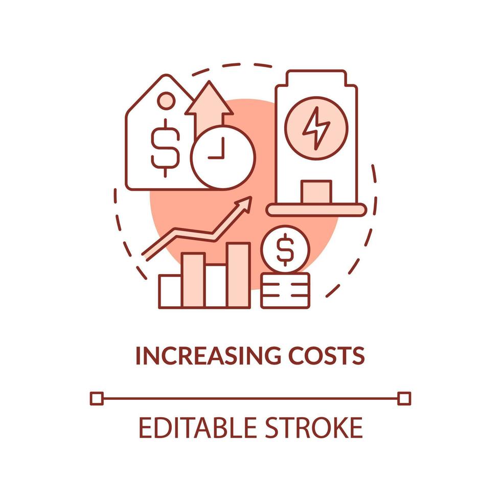 aumento dei costi icona concetto arancione. Svantaggi del contratto di acquisto di potere astratto idea linea sottile illustrazione. disegno di contorno isolato. tratto modificabile. arial, una miriade di caratteri pro-grassetto utilizzati vettore