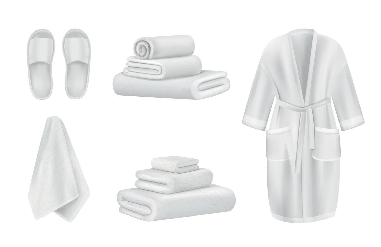 set realistico di abbigliamento spa vettore