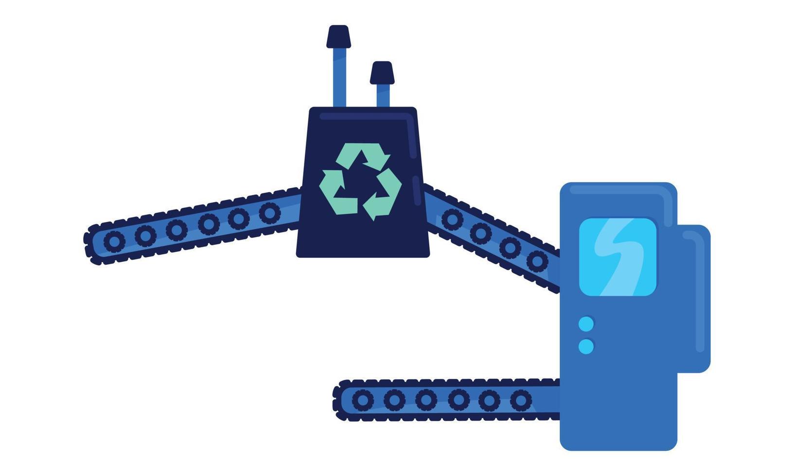 riciclaggio di apparecchiature di fabbrica oggetto vettore colore semi piatto