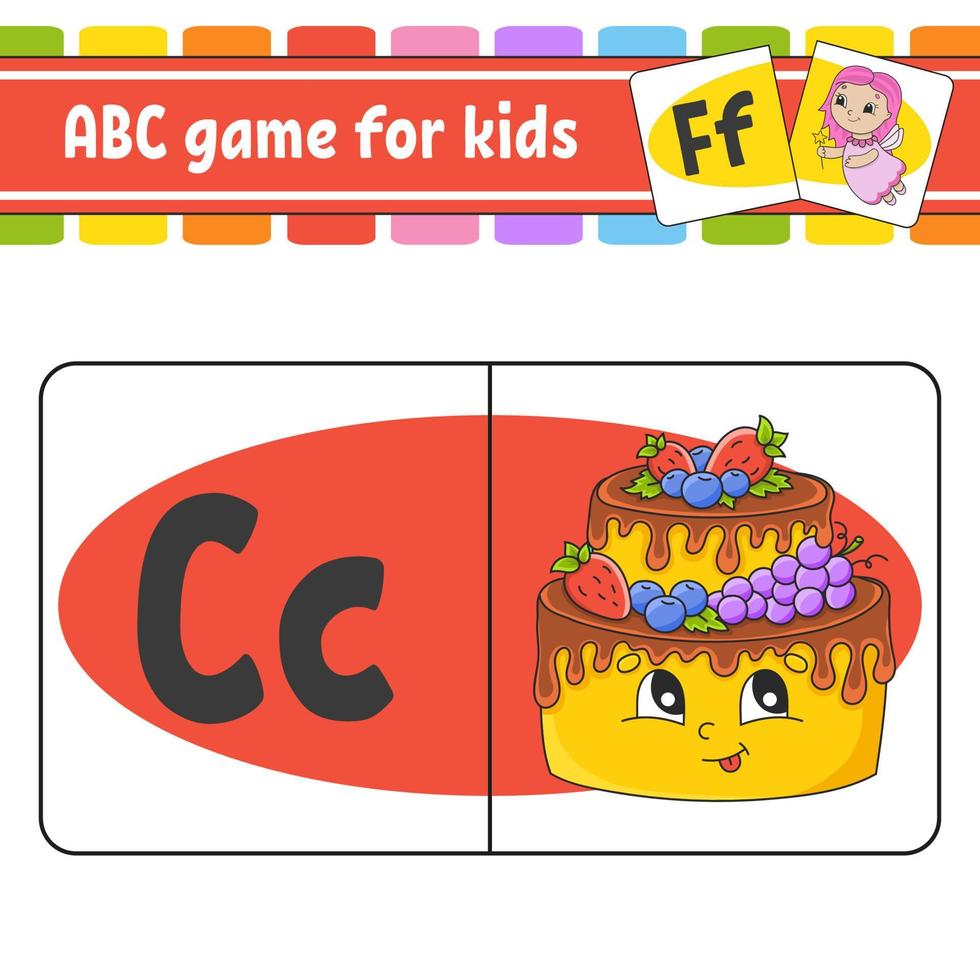 schede flash abc. alfabeto per bambini. lettere di apprendimento. foglio di lavoro educativo. pagina delle attività per lo studio dell'inglese. gioco di colori per bambini. illustrazione vettoriale isolato. stile procione.