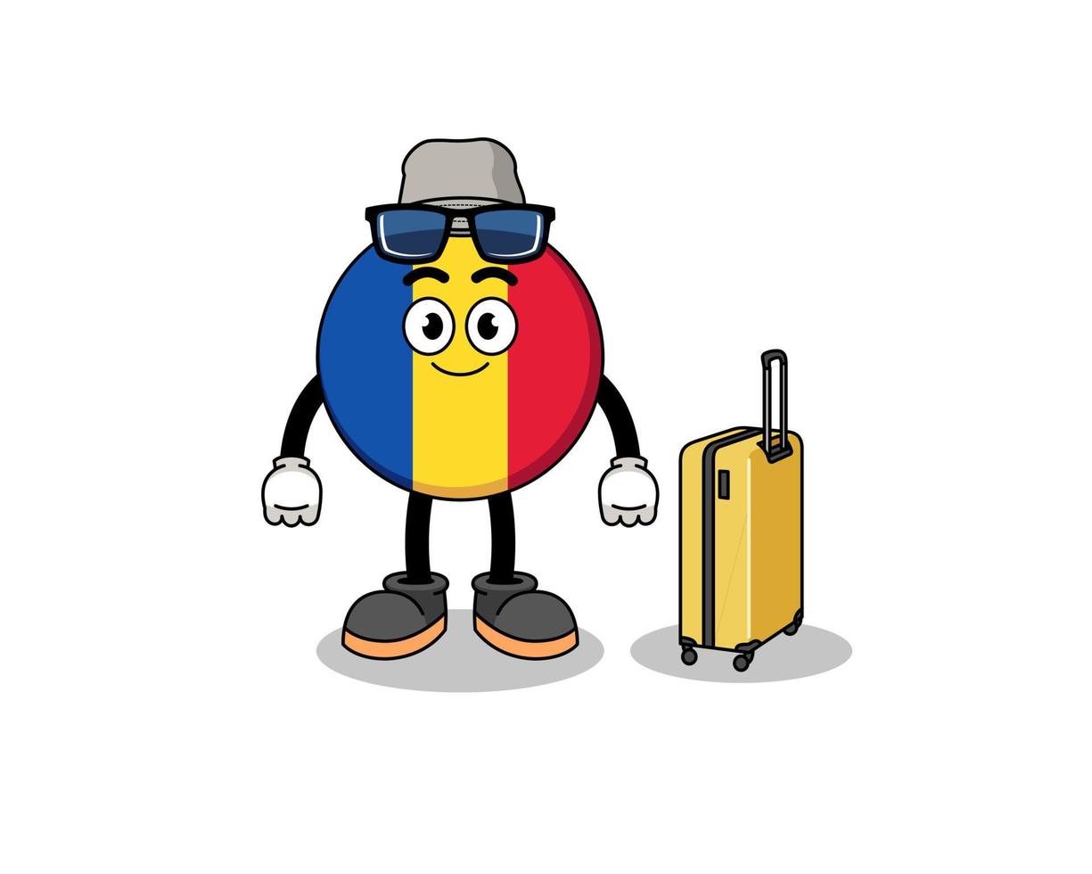 mascotte della bandiera della romania che fa le vacanze vettore