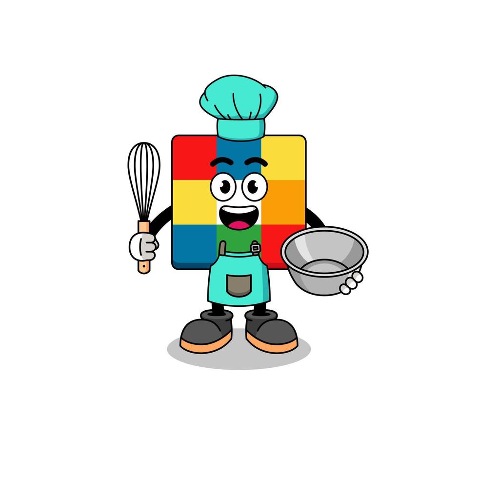 illustrazione del puzzle cubo come chef di panetteria vettore