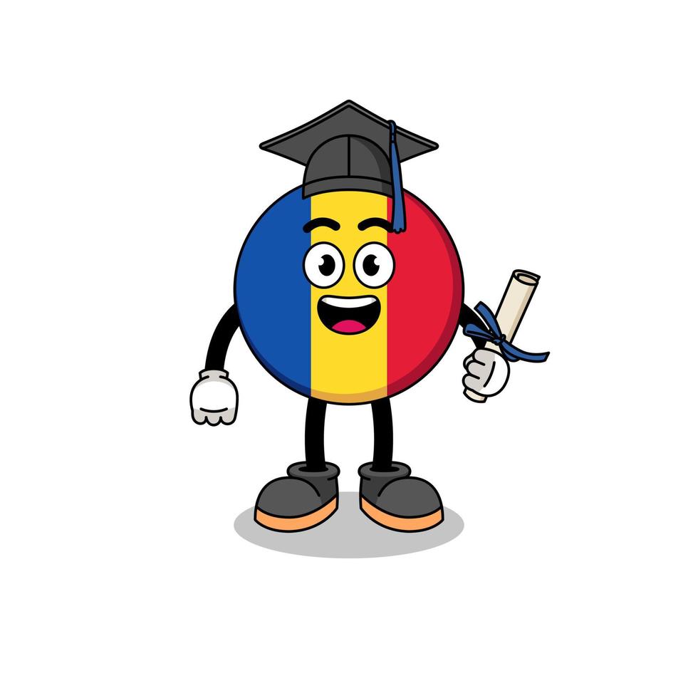 mascotte bandiera romania con posa di laurea vettore