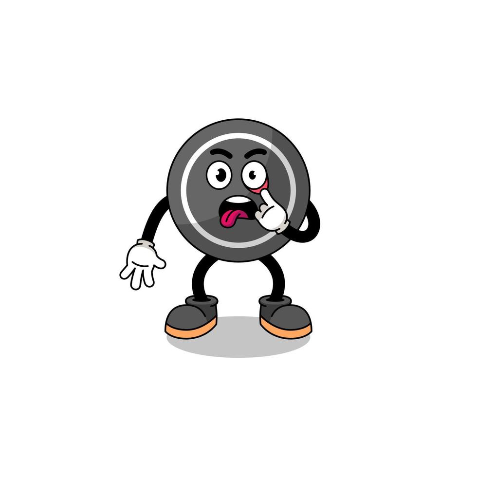 illustrazione del personaggio del disco da hockey con la lingua fuori vettore