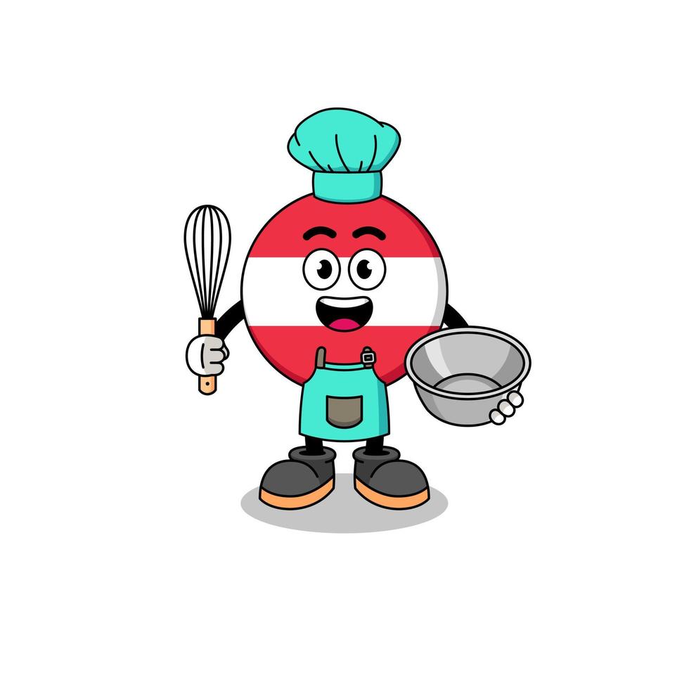 illustrazione della bandiera austriaca come chef di panetteria vettore