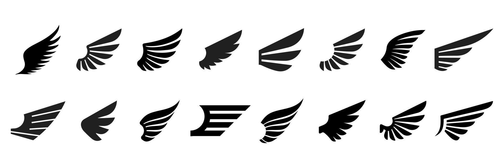 set di icone di ali. illustrazione vettoriale
