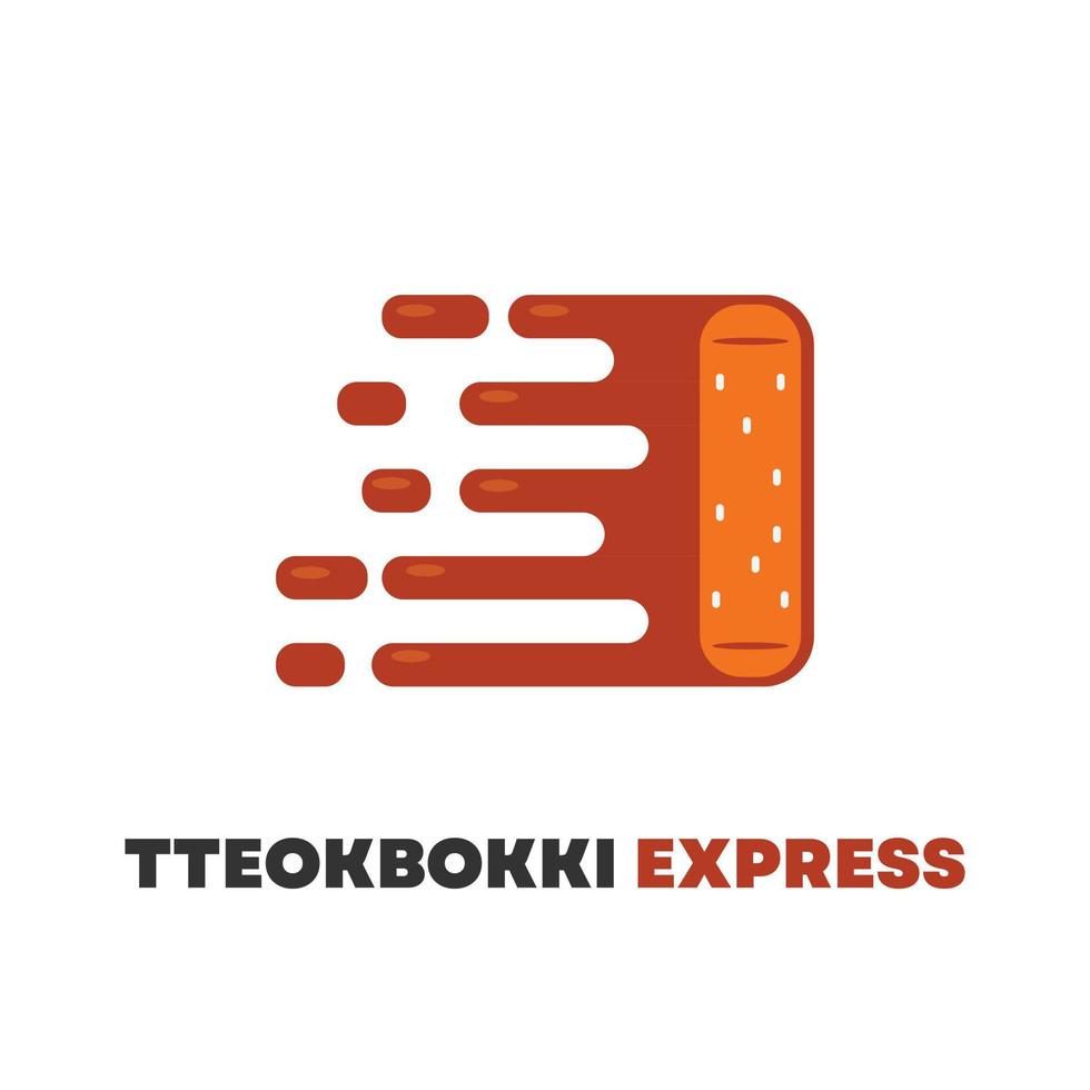 logo del cibo di strada coreano tteokbokki express vettore