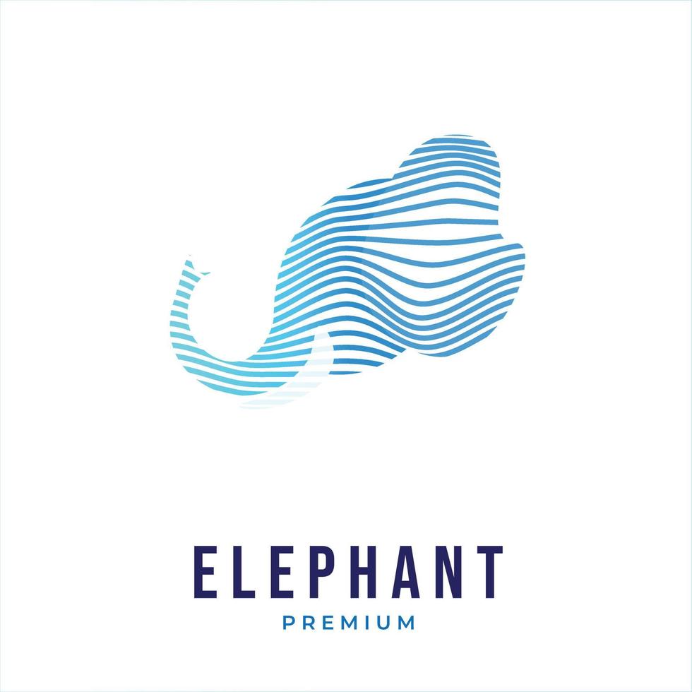 logo blu dell'illustrazione della linea della testa dell'elefante vettore