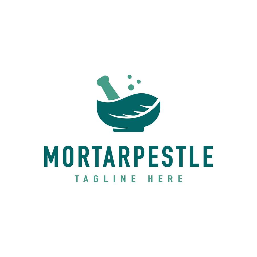 vintage mortaio pestello foglia ciotola hipster logo disegno vettoriale ispirazione