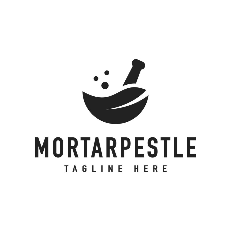 vintage mortaio pestello foglia ciotola hipster logo disegno vettoriale ispirazione