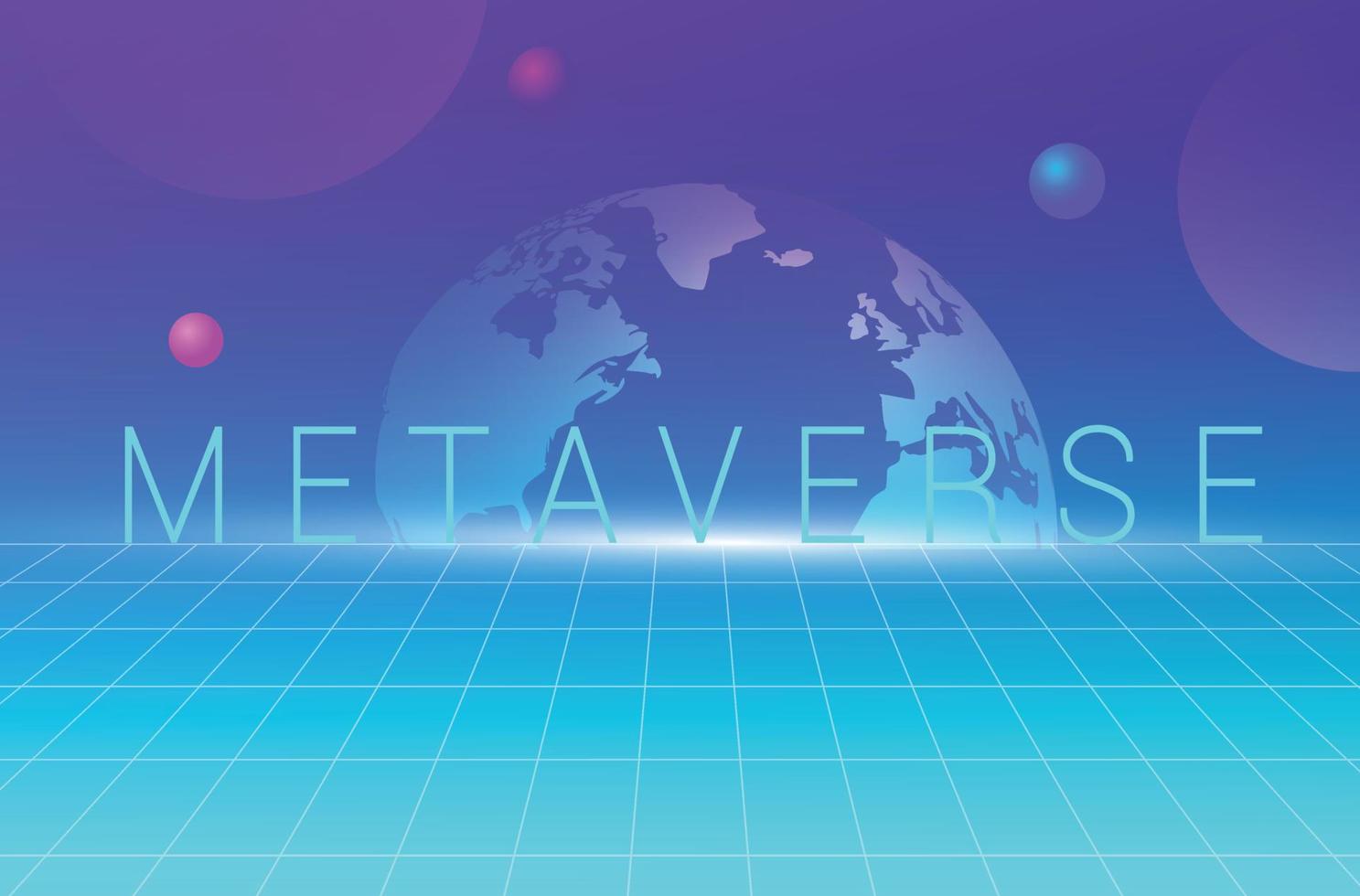 concetto di metaverse e blockchain, la parola realtà virtuale metaverse e illustrazione vettoriale della tecnologia di realtà aumentata