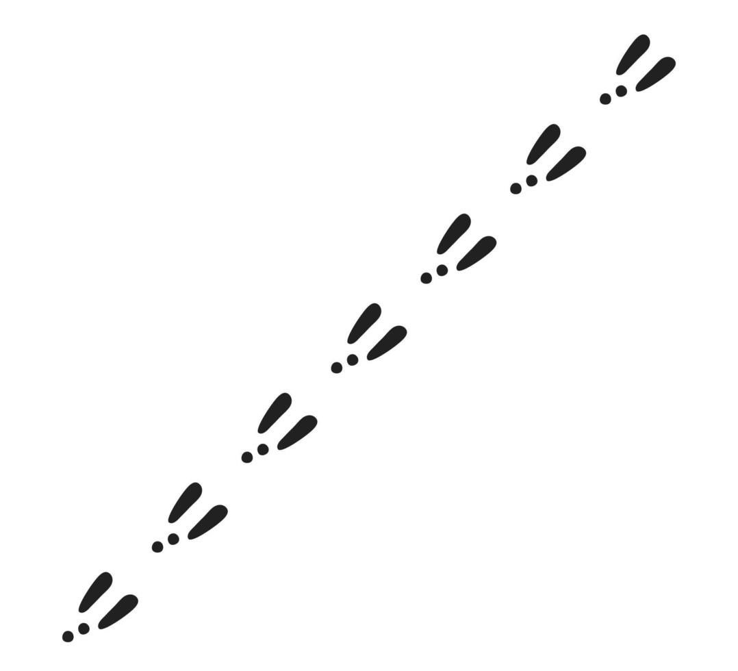 sentiero dell'impronta di coniglio o lepre. impronte di coniglietti sulla neve. passi di zampa di coniglio. pista di passi di lepre. illustrazione vettoriale isolato su sfondo bianco in stile piatto