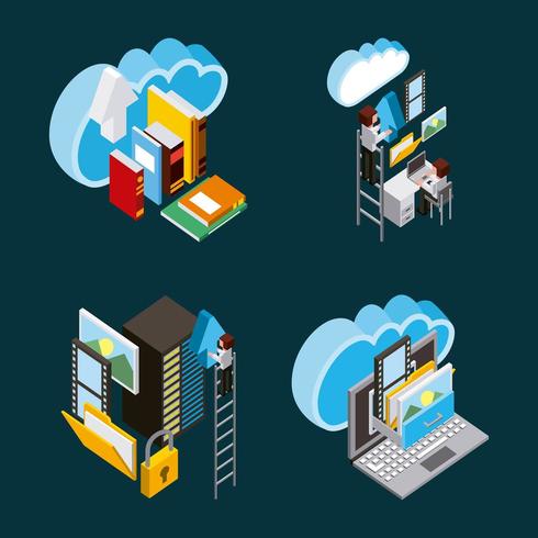 archiviazione cloud computing persone vettore