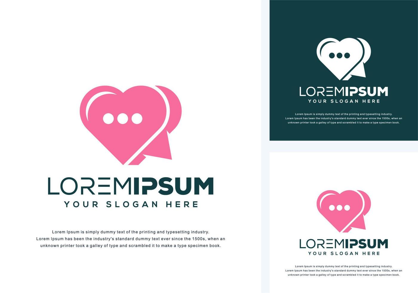 design astratto del logo di amore e chat vettore