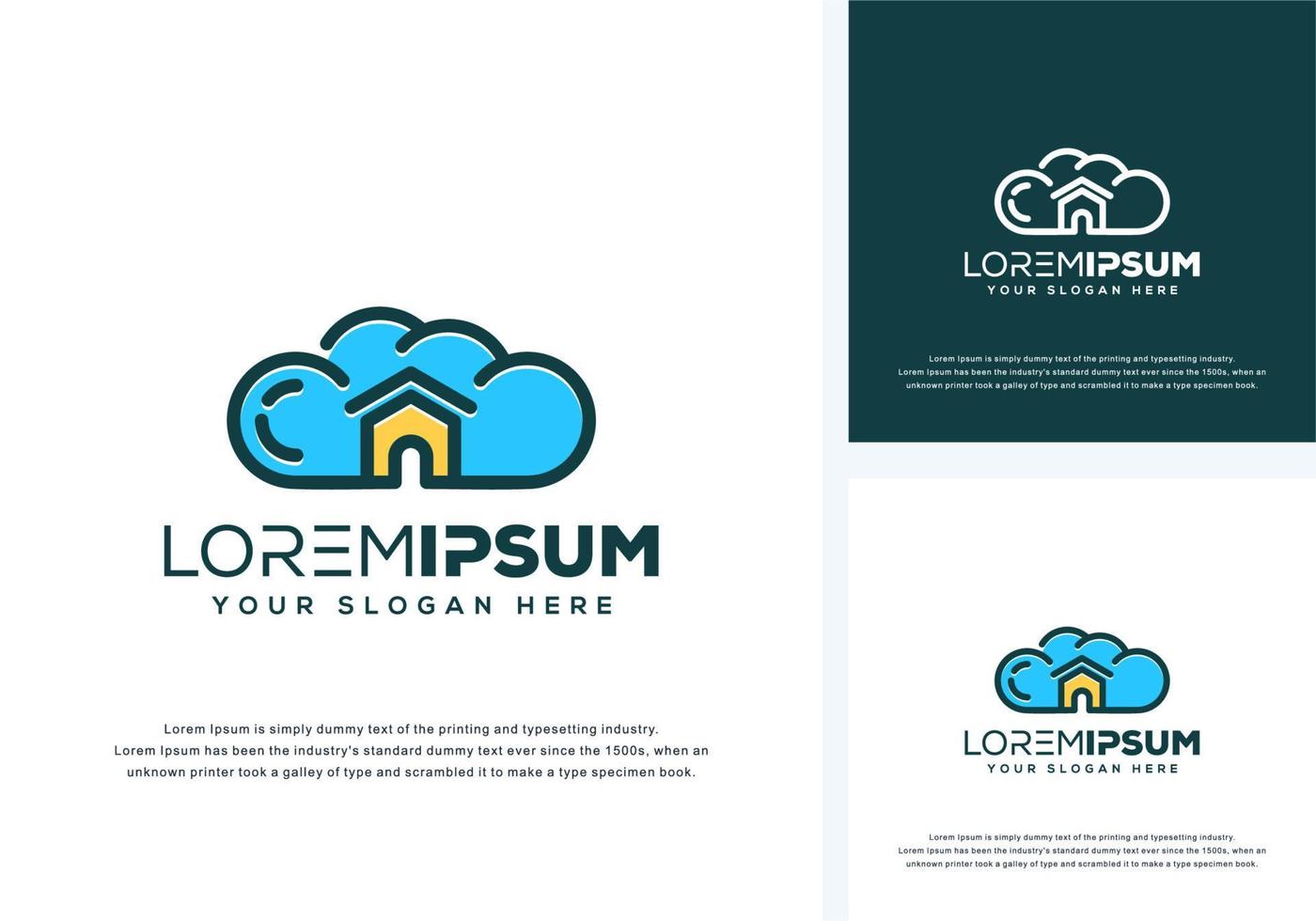 design del logo cloude e casa vettore