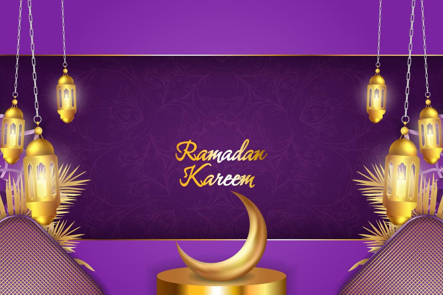 ramadan kareem sfondo islamico viola e oro lusso vettore