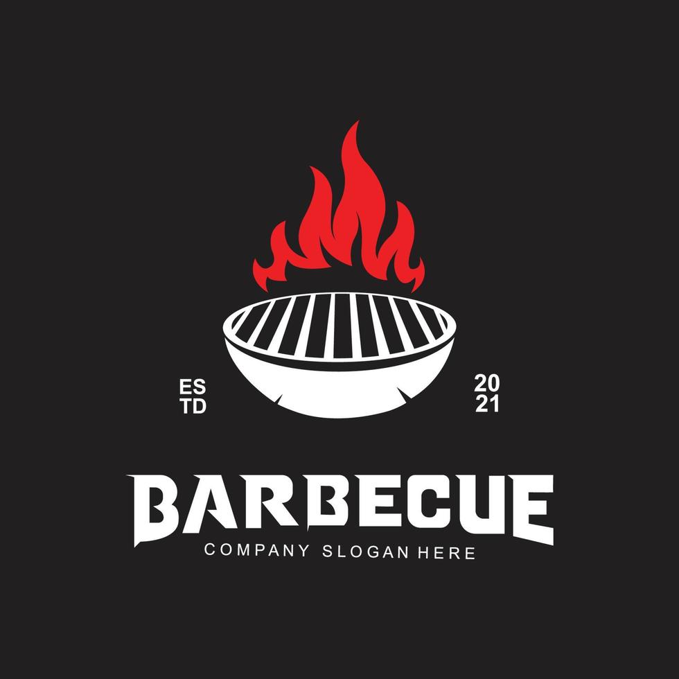 logo barbecue rustico retrò vintage. design di cibo o griglia, illustrazione vettoriale di icone