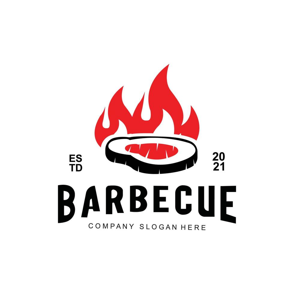 logo barbecue rustico retrò vintage. design di cibo o griglia, illustrazione vettoriale di icone