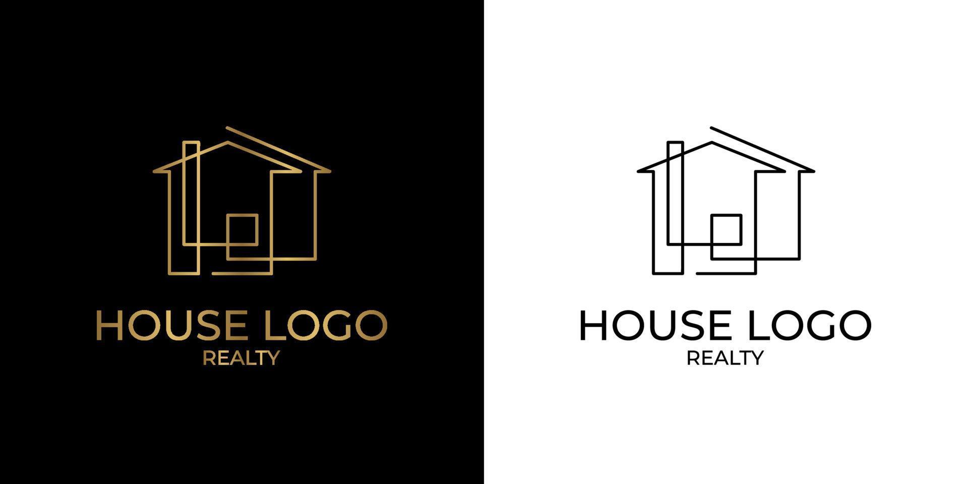 logo della casa in linea continua minimalista ed elegante per la decorazione di immobili, costruzioni, interni ed esterni vettore