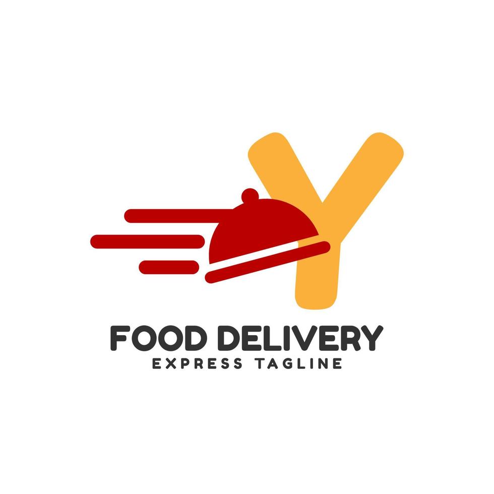 design del logo iniziale del vettore di consegna del cibo espresso della lettera y