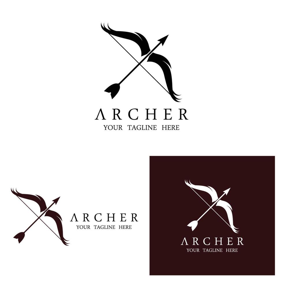 silhouette di athena minerva con design logo arciere reale vettore