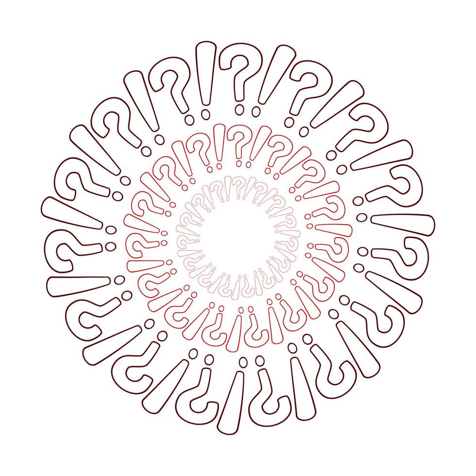 cornice rotonda composta da punti interrogativi e punti esclamativi. illustrazione vettoriale. vettore