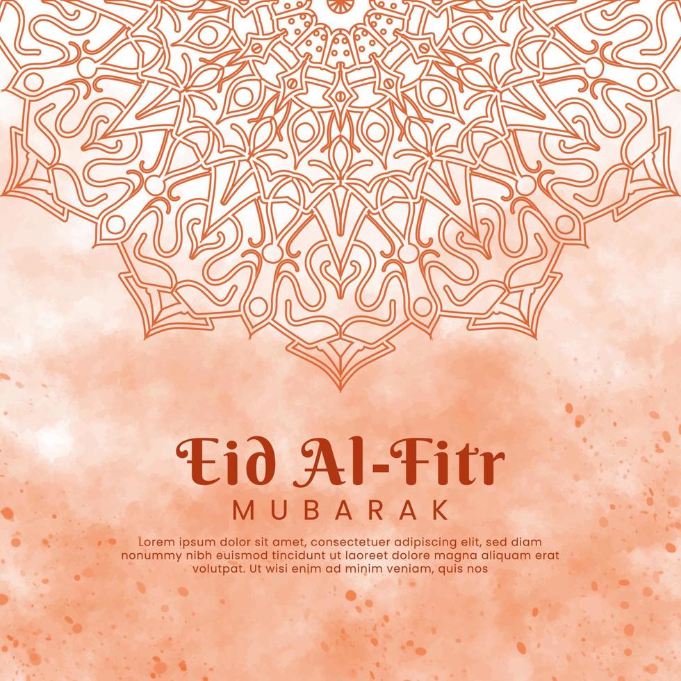 eid al-fitr con mandala e sfondo acquerello. illustrazione astratta vettore