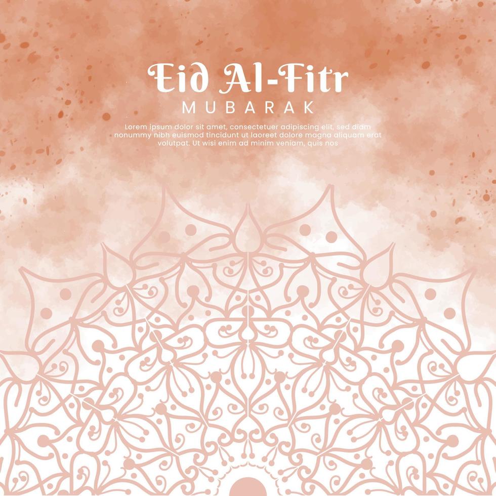 eid al-fitr con mandala e sfondo acquerello. illustrazione astratta vettore
