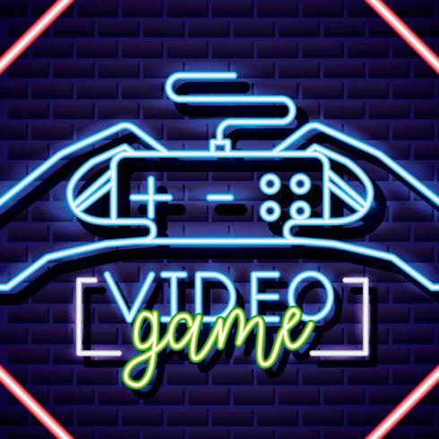 segno di videogiochi al neon vettore