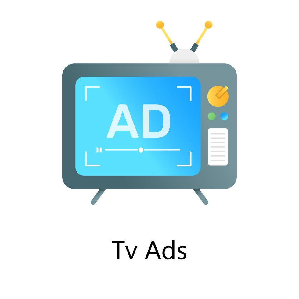 un'icona di pubblicità TV, vettore gradiente piatto