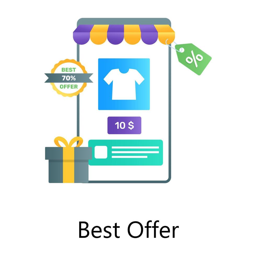 app per lo shopping mobile, vettore gradiente del miglior design dell'offerta